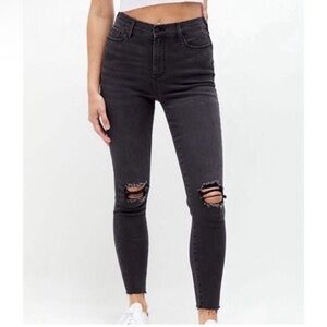 PacSun High Rise Jeggings Black Ripped Jeans Size 24 New